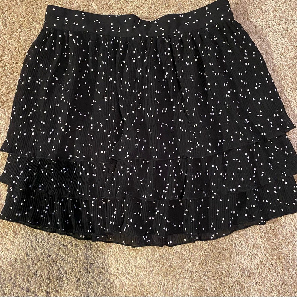 Zara Black Mini Skater Skirt with Tiered Layers for Night Out